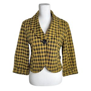 BB Dakota Plaid Cropped Jacket Blazer Size M